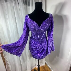 Glamorous Purple Long Sleeve Dress